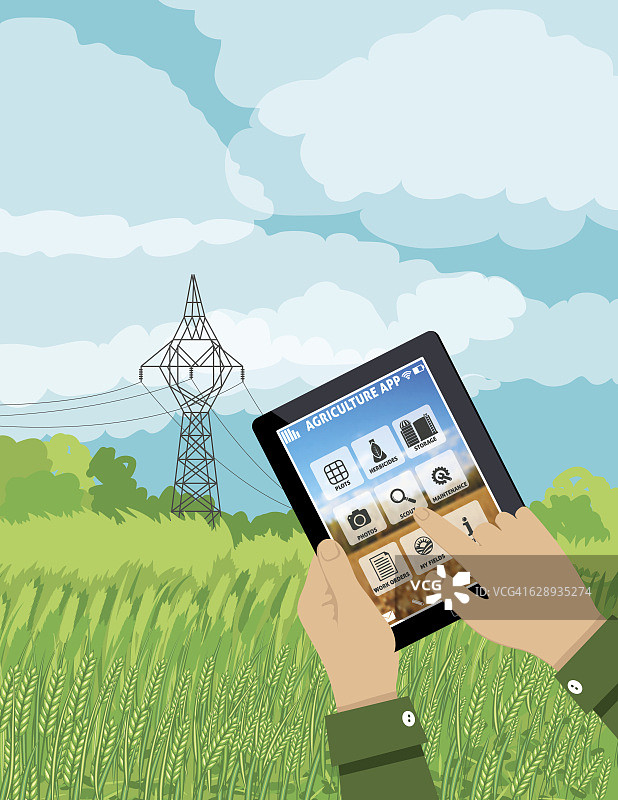 农民使用农业App平板电脑图片素材