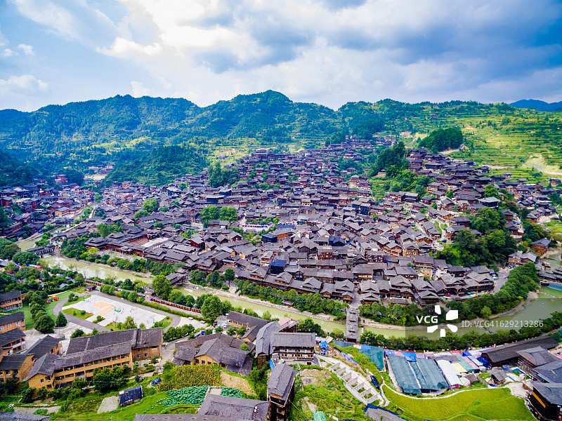 贵州西江千户苗寨航拍图片素材