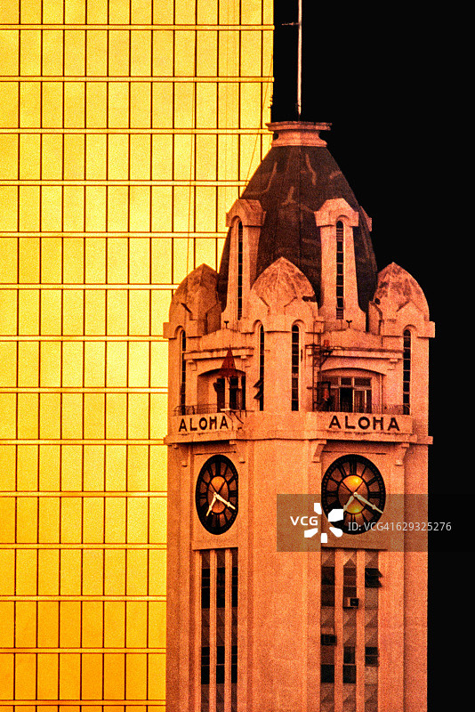 檀香山市中心和阿罗哈塔图片素材