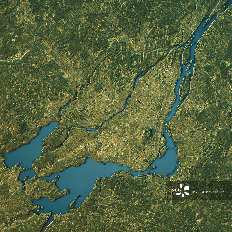 蒙特利尔地形图自然色鸟瞰图图片素材