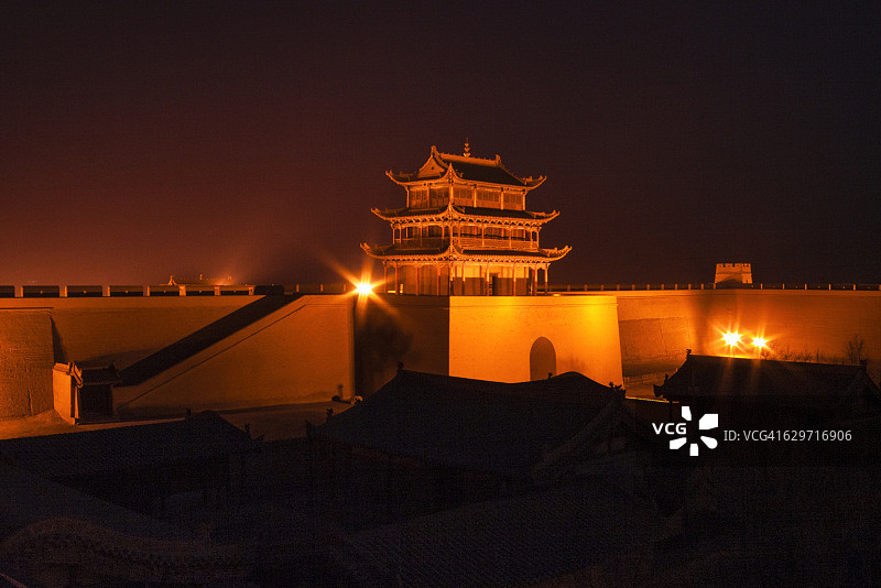 嘉峪关夜景图片素材