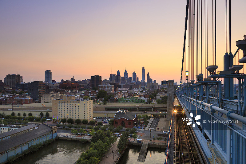 从本杰明·富兰克林大桥看费城天际线图片素材