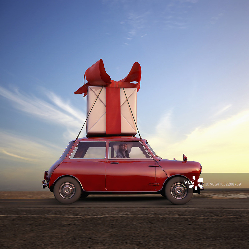 太平洋岛民妇女在汽车上搬运礼物图片素材