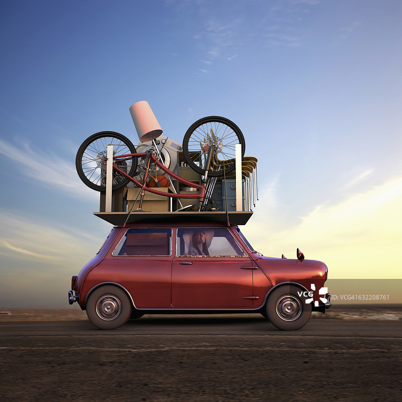 在车上搬运物品的太平洋岛屿妇女图片素材