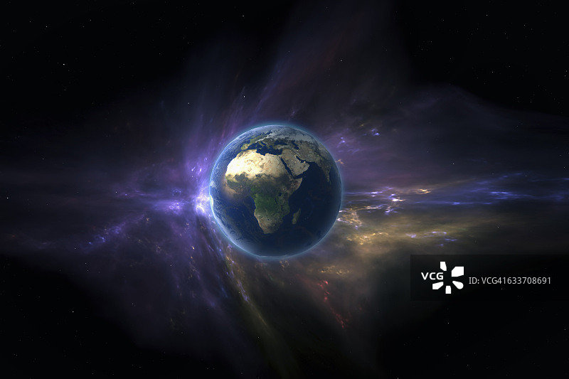 地球与太空碎片图片素材