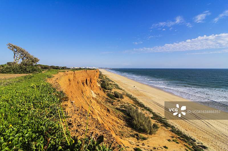 葡萄牙阿尔加维维拉摩拉悬崖海岸法莱西亚海滩图片素材