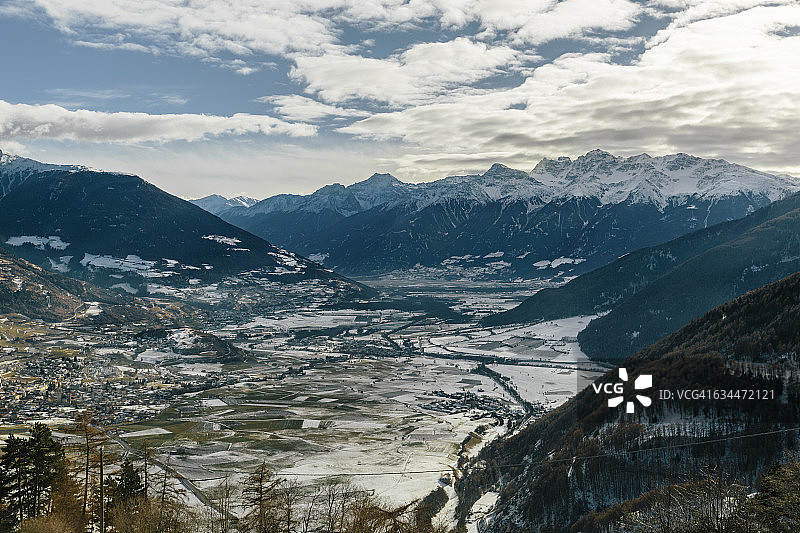 奥地利韦诺斯塔山谷马尔斯和布尔盖斯图片素材