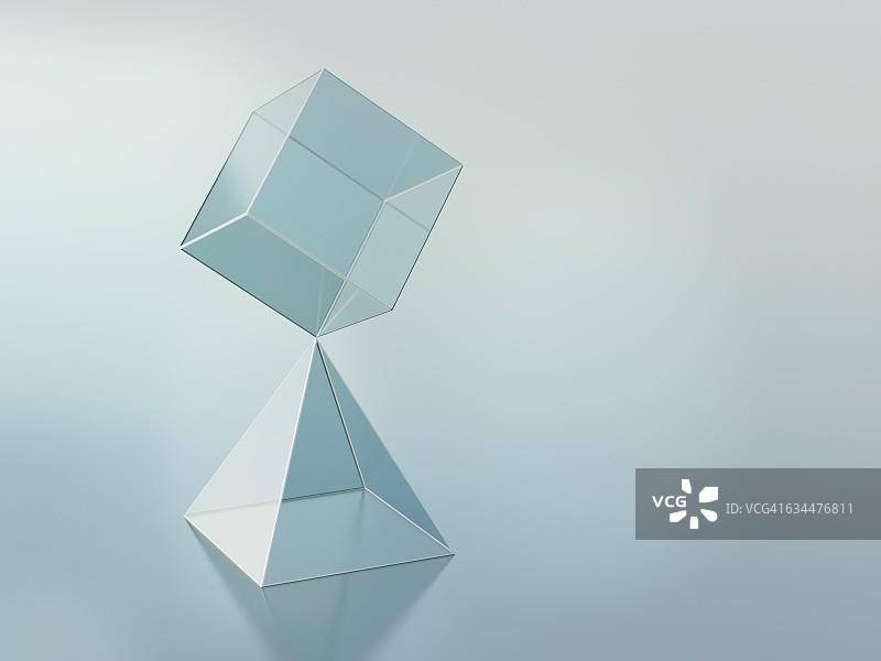 金字塔上的长方体3D渲染图片素材