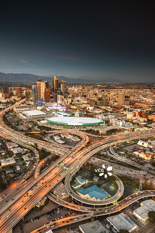 洛杉矶天际线鸟瞰图片素材