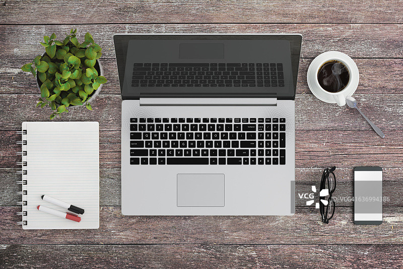 带有笔记本电脑的工作台图片素材