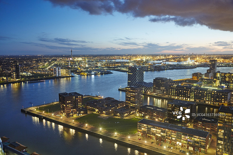 鹿特丹斯希丹地区鸟瞰图片素材