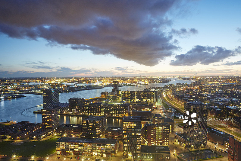 鹿特丹斯希丹地区鸟瞰图片素材