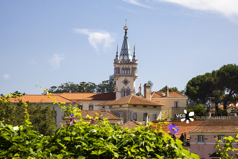 葡萄牙辛特拉的市政厅和房屋图片素材