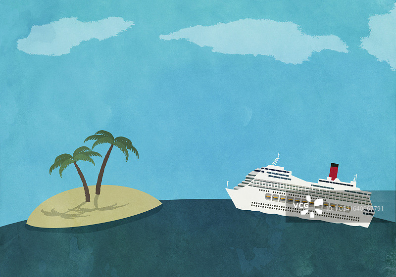 海岛上的邮轮图片素材