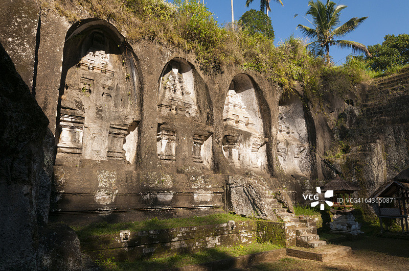 卡威山寺庙岩石雕刻的龛图片素材
