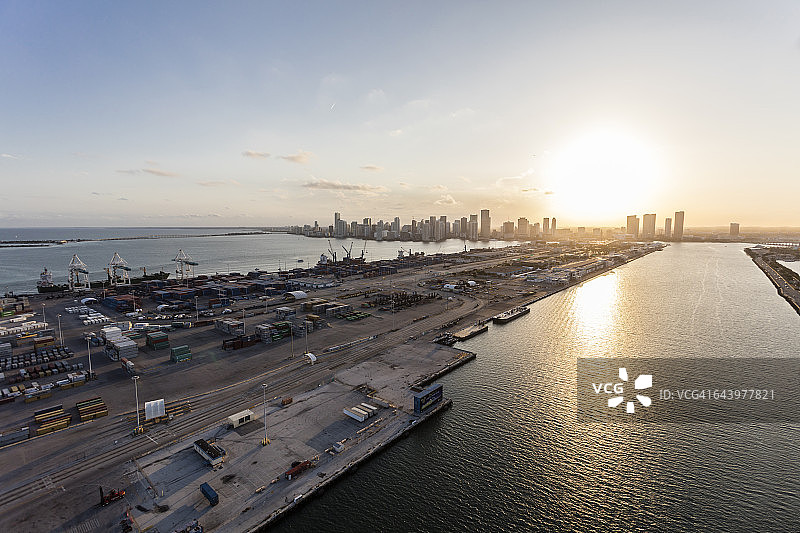 佛罗里达州迈阿密道奇岛航拍图片素材