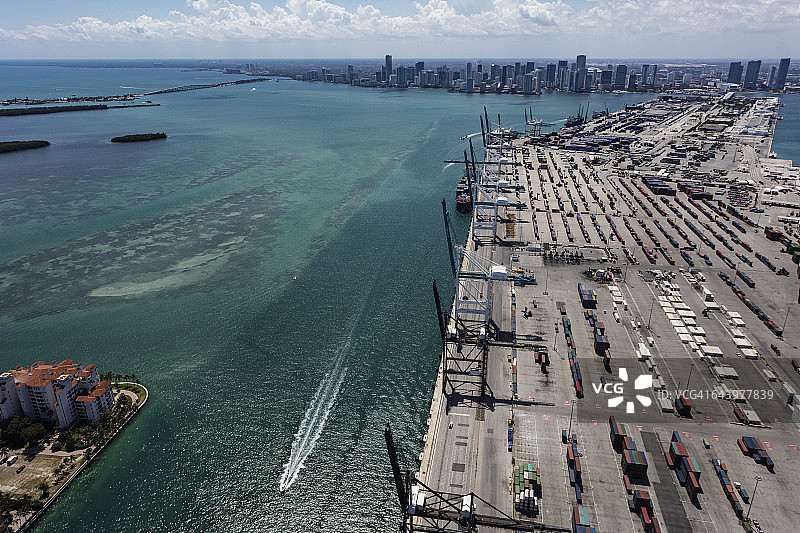 迈阿密道奇岛和市中心鸟瞰图片素材