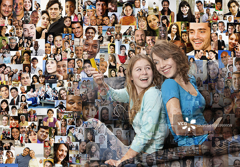 朋友的微笑面孔拼贴图片素材