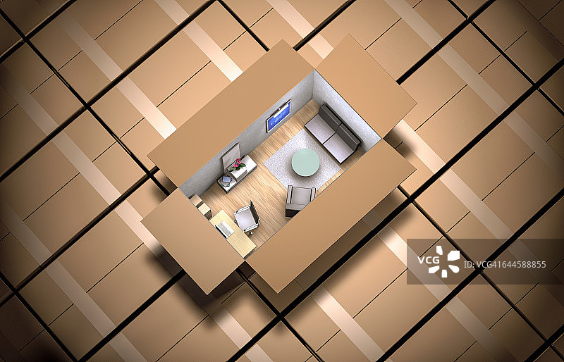 装满家具的纸箱图片素材