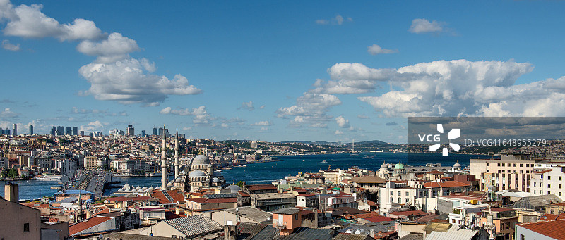 加拉塔大桥和耶尼卡米清真寺全景图片素材