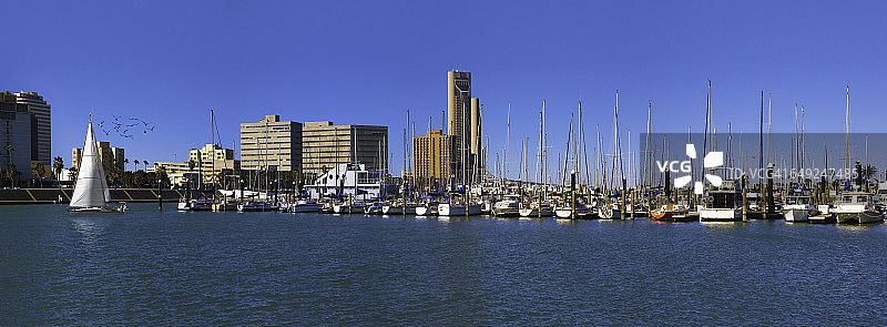 科珀斯克里斯蒂湾和科珀斯克里斯蒂市中心的船只图片素材