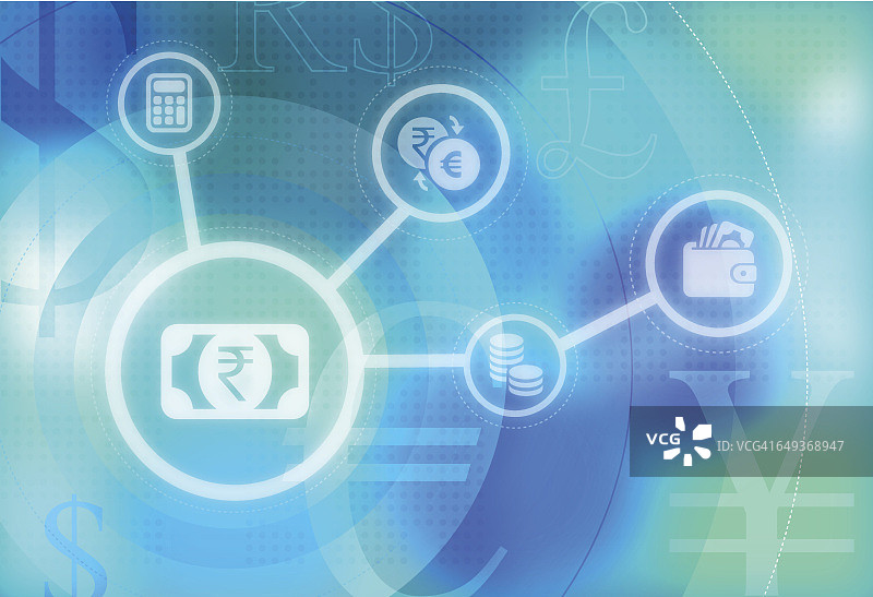 印度卢比与欧盟货币兑换图片素材