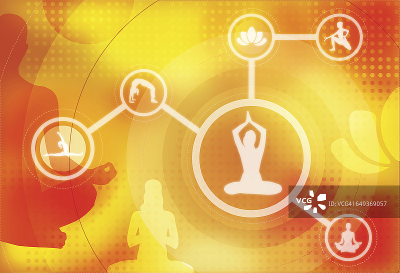 不同瑜伽姿势的多个图像插图图片素材