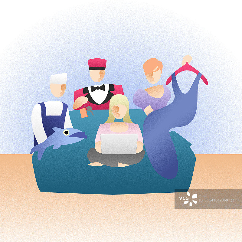 女人在网上购物和预订酒店图片素材