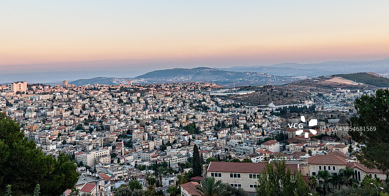 以色列拿撒勒城市日落图片素材
