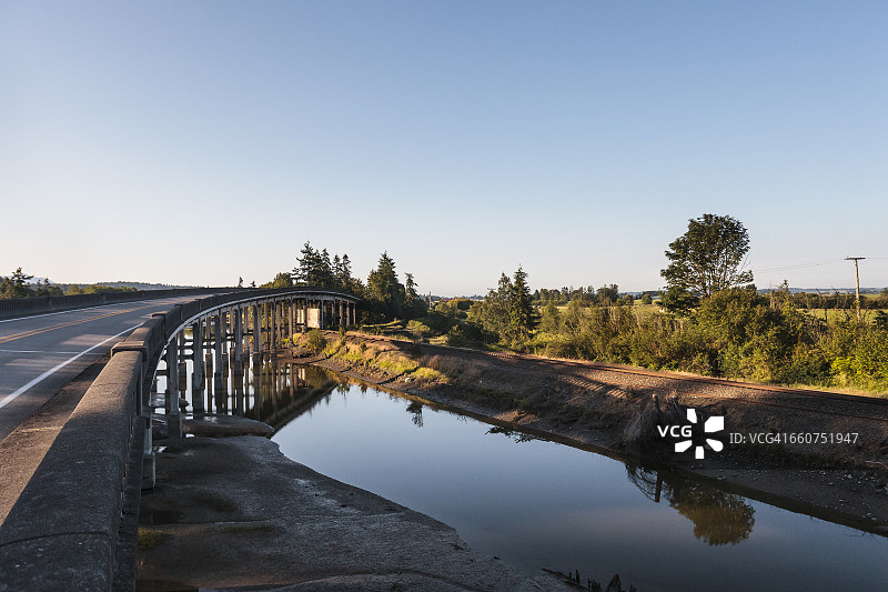 斯卡吉特农田水湾上的桥梁图片素材