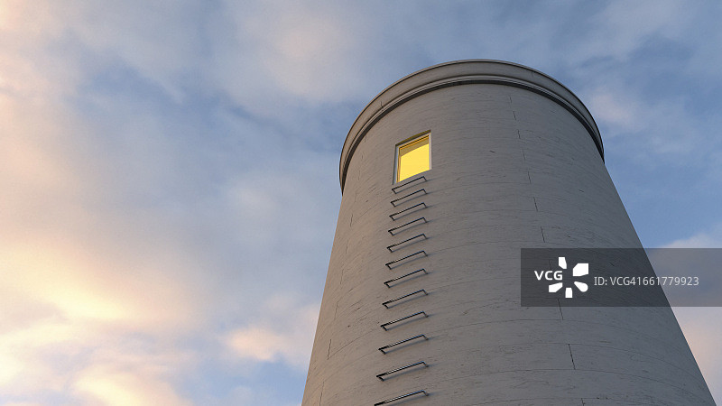 带照明窗户的塔楼3D渲染图片素材