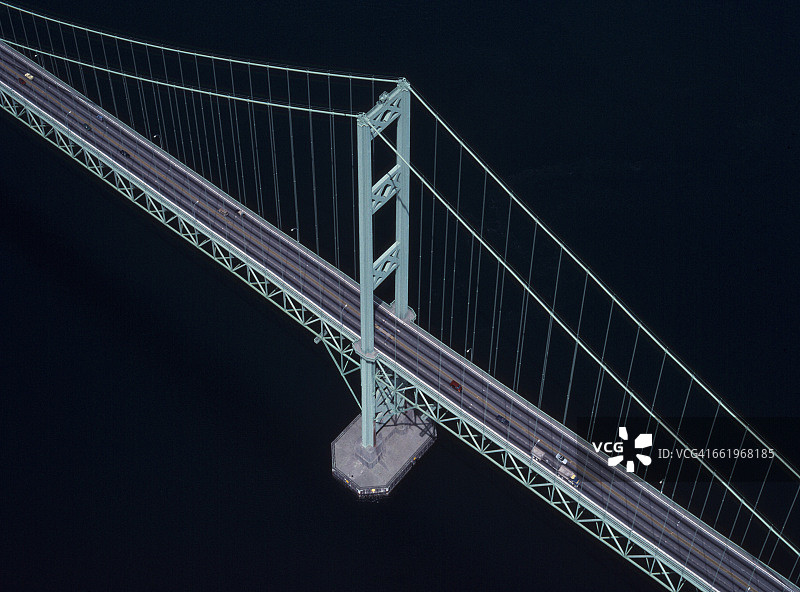 塔科马海峡双悬索桥航拍图片素材