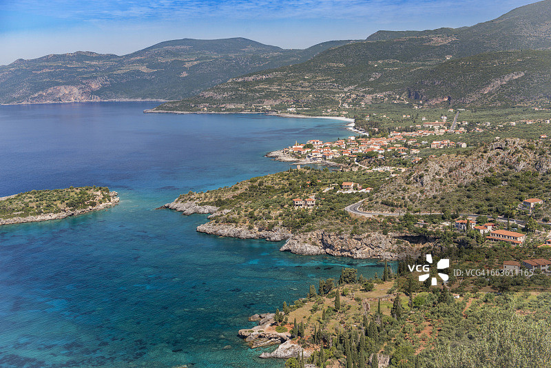 希腊马尼半岛卡达米利鸟瞰图图片素材