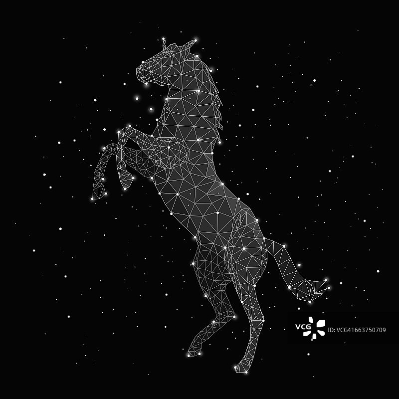 黑色背景下的骏马星座插画图片素材