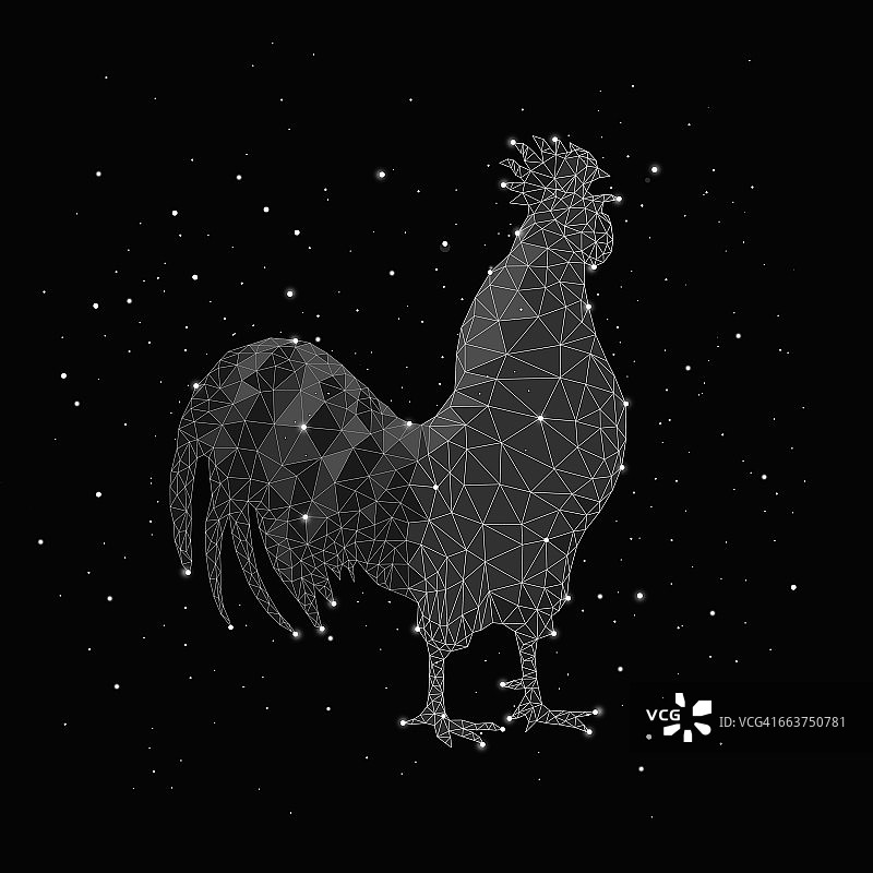 公鸡星座黑色背景合成图图片素材