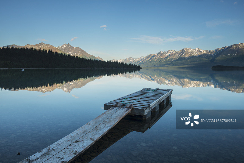 克拉克湖国家公园，阿拉斯加的湖上船坞图片素材