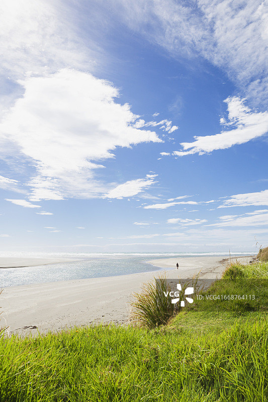 新西兰北岛东角马希亚半岛海滩漫步图片素材