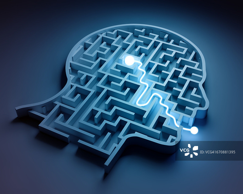 迷宫形状的人头插画图片素材