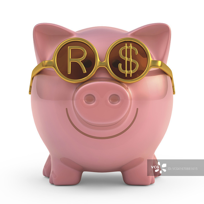 戴太阳镜的储蓄罐插画图片素材