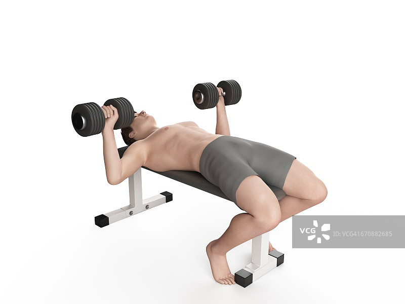 男人做卧推运动图片素材
