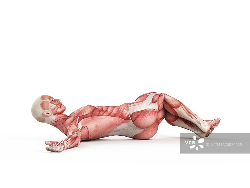 在地板上伸展的人图片素材