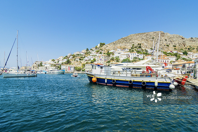 希腊伊兹拉岛港口入口图片素材