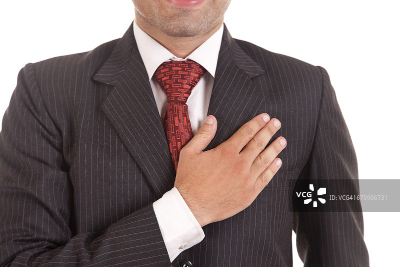 手按胸口的商人图片素材