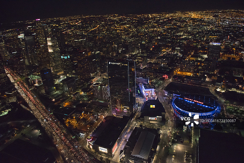 美国加州洛杉矶夜景鸟瞰图片素材