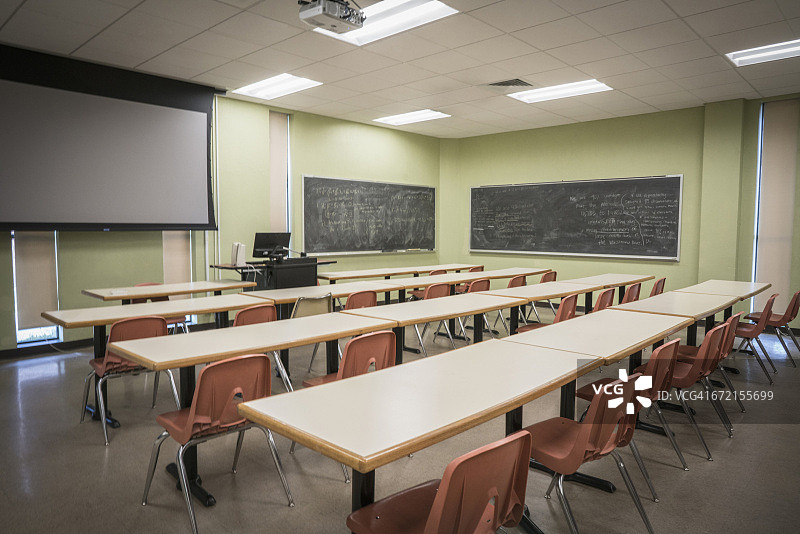 空教室里的桌椅图片素材