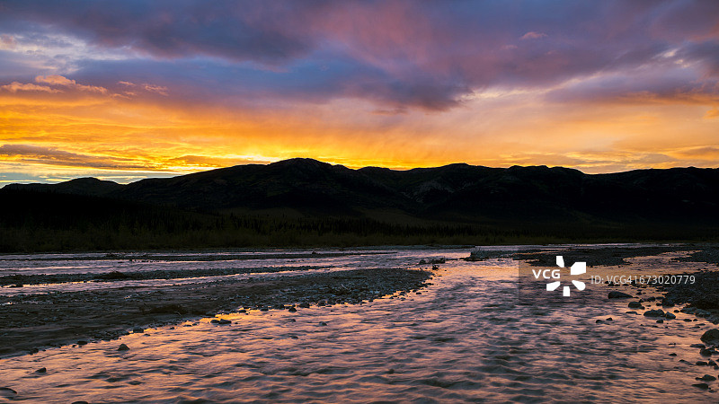 特克拉尼卡河日落图片素材