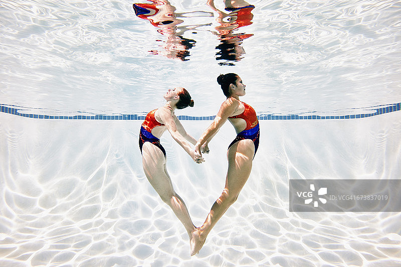 水下心形花样游泳图片素材