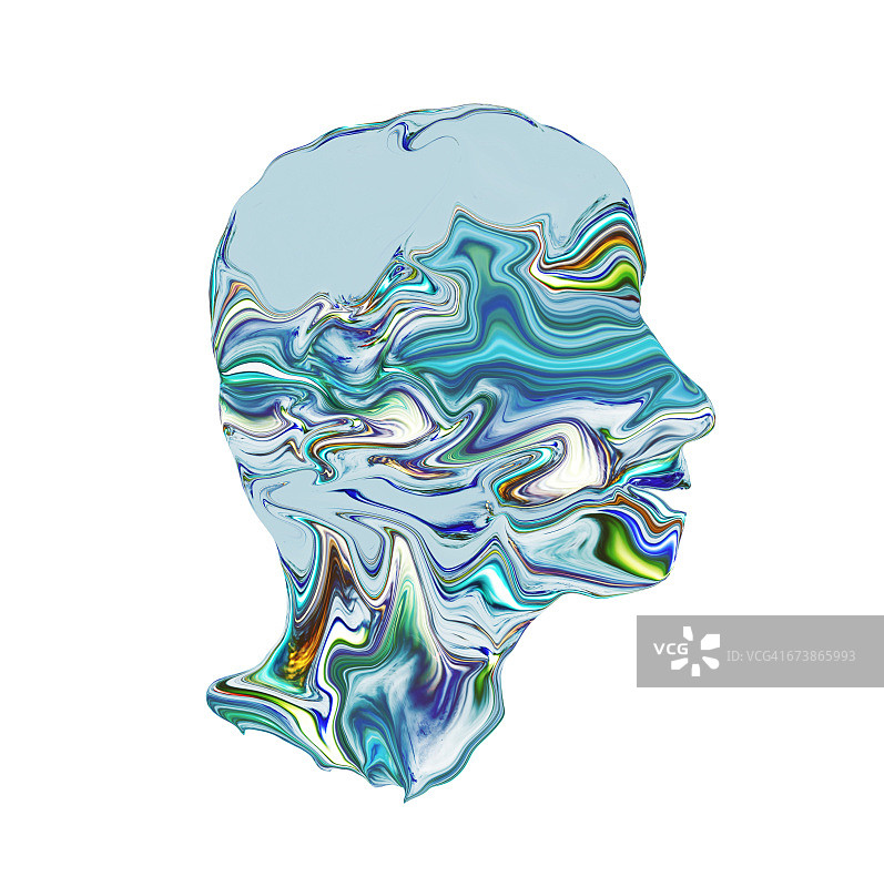 类似数字头的具象光绘图片素材