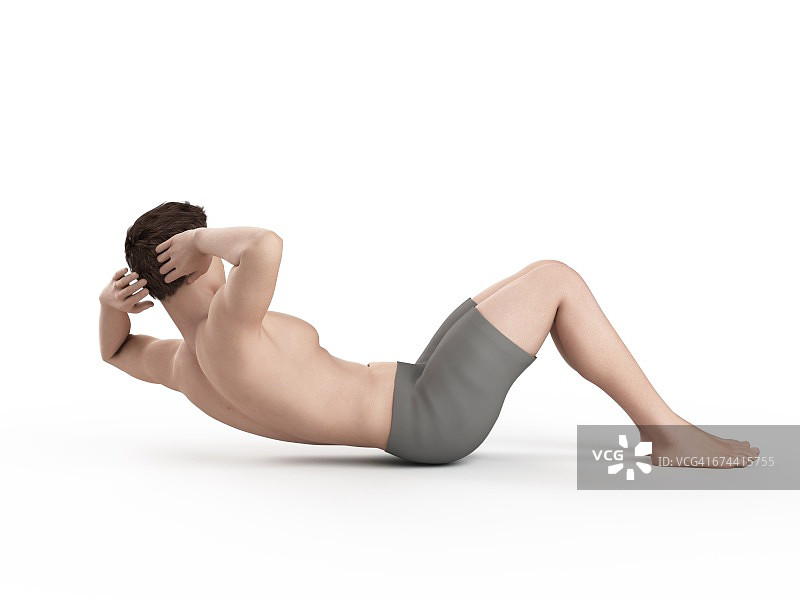 做侧向卷腹的人图片素材