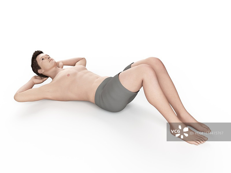 仰卧起坐姿势的人图片素材